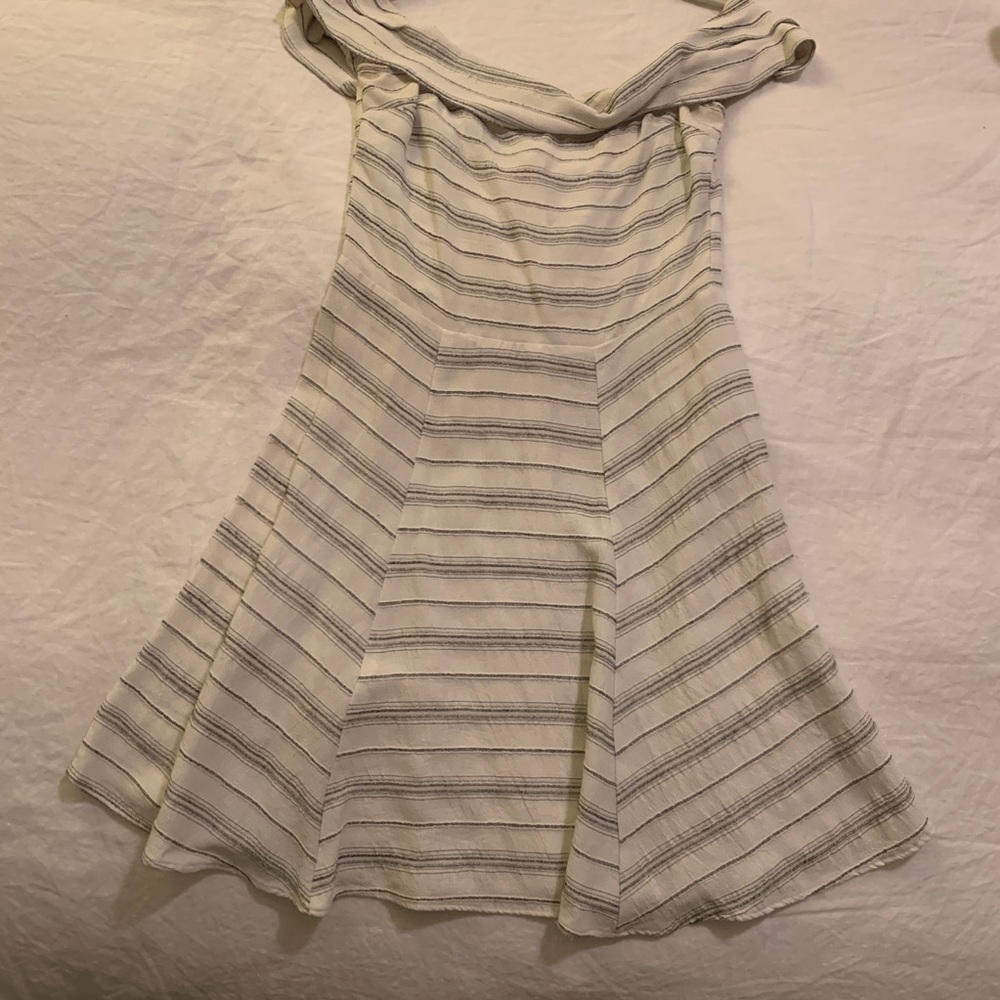 Reformation off the shoulder striped dress XS